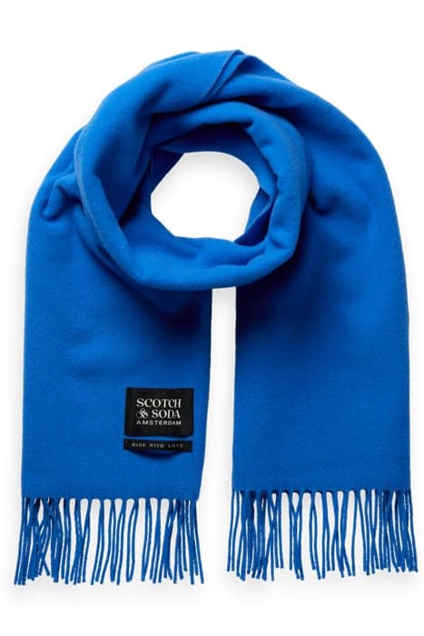 VIRGIN WOOL FRINGED WOVEN SCARF RHYTHM BLUE by Scotch & Soda