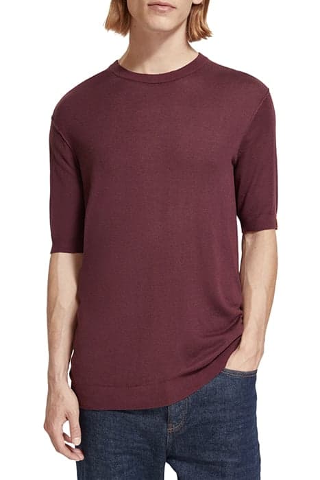 REGULAR FIT KNITTED SHORT SLEEVE PULL BERRY WINE by Scotch & Soda