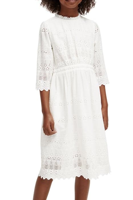 MIDI BRODERIE ANGLAISE DRESS OFF WHITE by Scotch & Soda