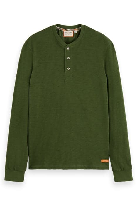 SLUB HENLEY LONG SLEEVE TEE FIELD GREEN by Scotch & Soda