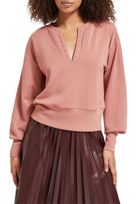 OPEN V-NECK BEADED SWEATSHIRT DUSTY ROSE by Scotch & Soda