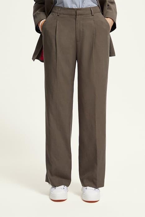 DRAPEY MID RISE WIDE LEG PANT DARK TAUPE by Scotch & Soda