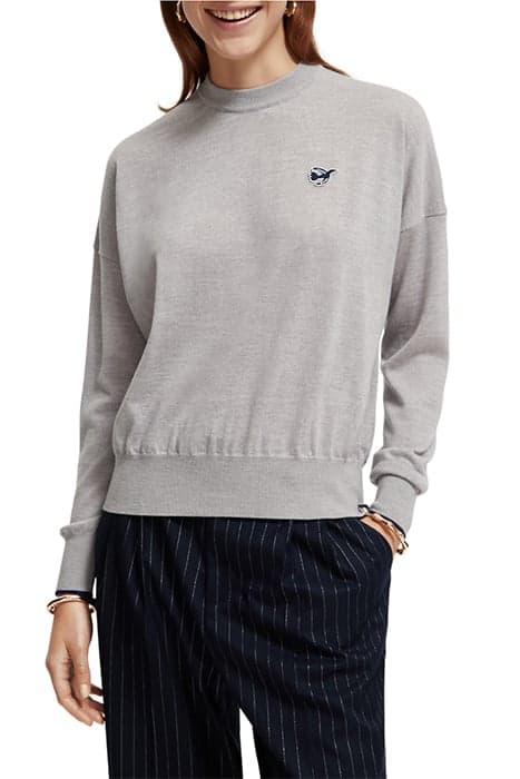 THE FREE SPIRIT PEACE BIRD CREW NECK PULLOVER GREY MELANGE by Scotch & Soda