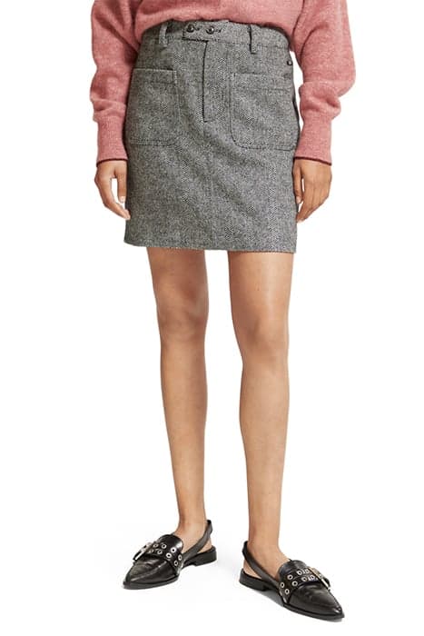 HERRINGBONE HIGH RISE MINI SKIRT HERRINGBONE TWEED by Scotch & Soda