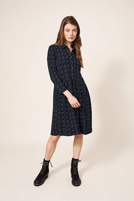 EVERLY RIB JERSEY SHIRT DRESS BLACK MULTI by White Stuff