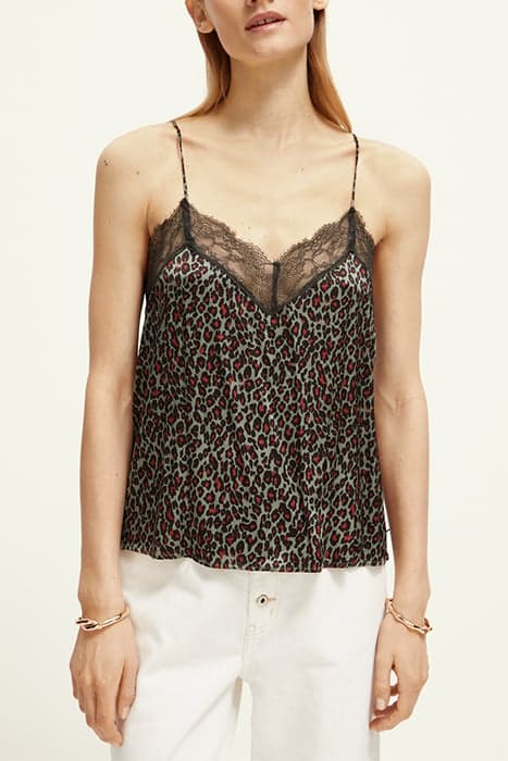 CAMISOLE WITH LACE DETAIL CREATURES OF THE NIGHT FIELD GREEN by Scotch & Soda