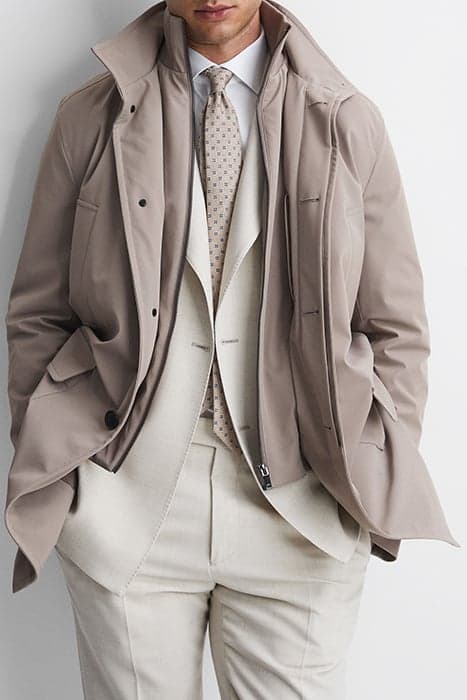 PLAYER-LS FUNNEL QUILTED TAUPE by Reiss