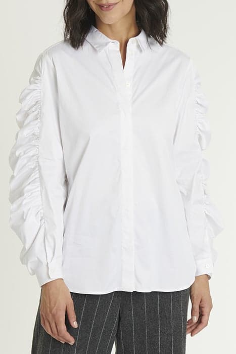 BLOUSE POP SAT STRETCH WHITE by Paule Ka