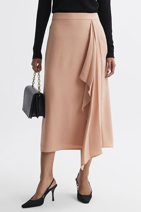 ASH-SPLIT PLEAT SKIRT CAMEL by Reiss