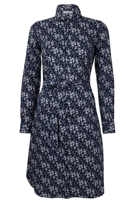 NAVY FLORAL COTTON WOOL DRESS W BELT NAVY PATTERN by Stenströms