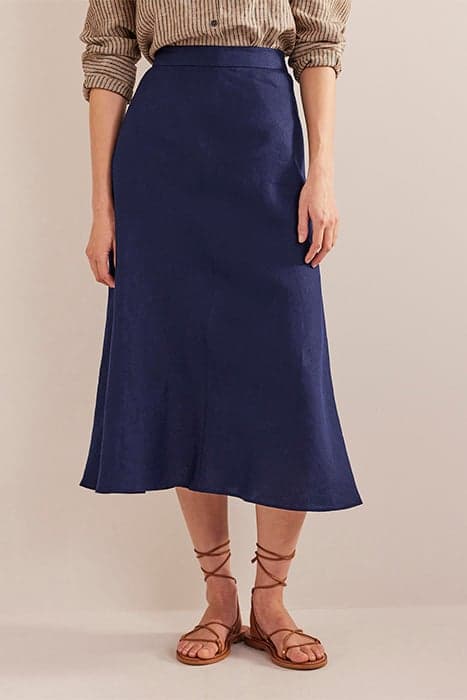 BIAS LINEN MIDI SKIRT NAVY by Boden