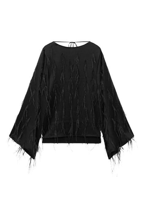 DAISY-FEATHER TOP BLACK by Reiss