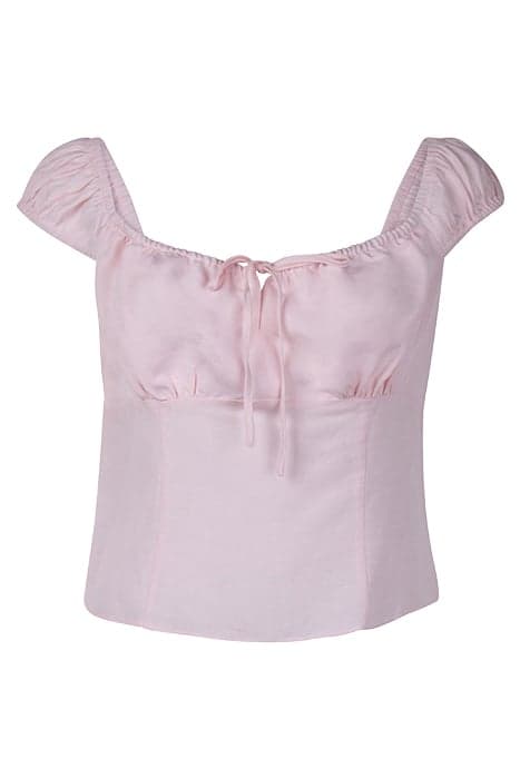 AMANDA LINEN BABYDOLL TOP PINK OYSTER by Forever New