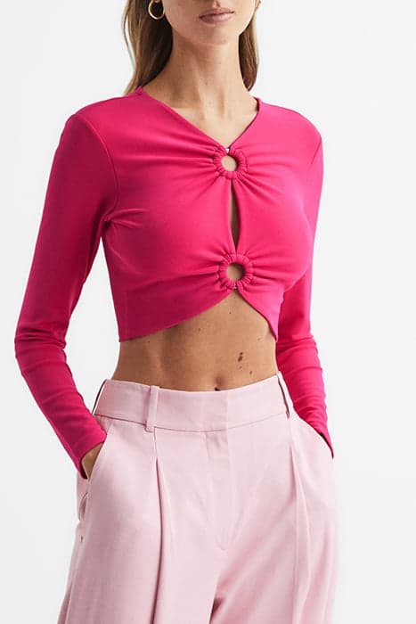 HANNAH-RING FRONT CROP PINK by Reiss