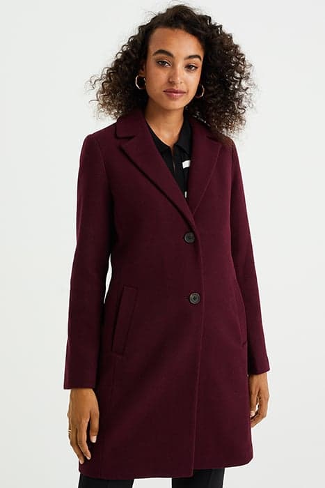 COAT BURGUNDY RED by WE Fashion