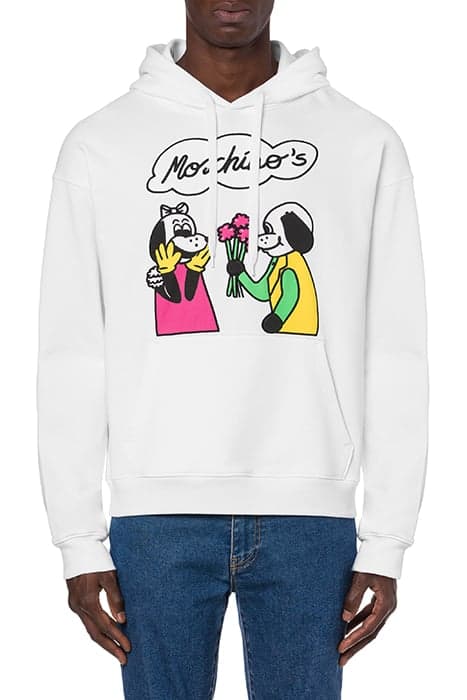 MOSCHINO COMICS CHARACTERS ORGANIC COTTON SWEATSHIRT WHITE by Moschino