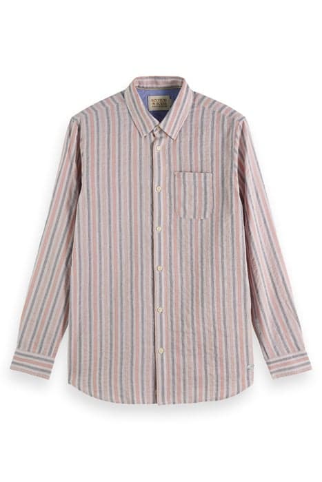 LIGHTWEIGHT DOBBY STRIPE SHIRT PINK GREY STRIPE by Scotch & Soda