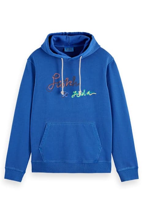 GARMENT-DYED LOGO HOODIE BOAT BLUE by Scotch & Soda