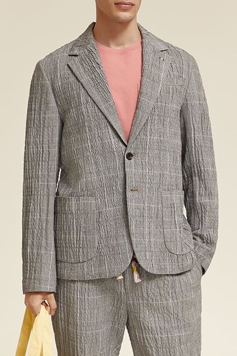 CHECKED COTTON-BLEND SEERSUCKER BLAZER BLACK ECRU CHECK by Scotch & Soda