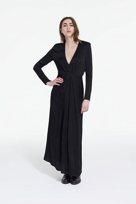 LONG DRESS WITH LONG SLEEVES NECKLINE BLACK by The Kooples