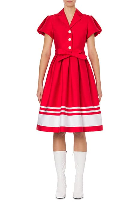 SAILOR MOOD TECHNICAL GABARDINE DRESS RED by Moschino