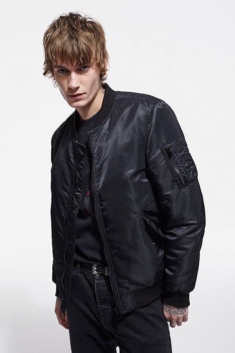 BOMBERS SHAPED JACKET WITH RIBBED EDGES BLACK by The Kooples