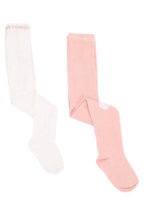 BABY GIRLS' POWDER PINK/WHITE TIGHTS by IKKS