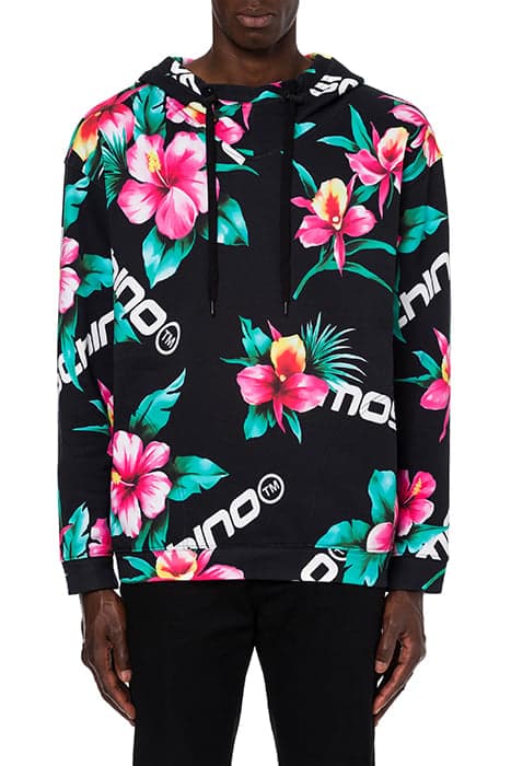 HIBISCUS PRINT HOODIE BLACK by Moschino