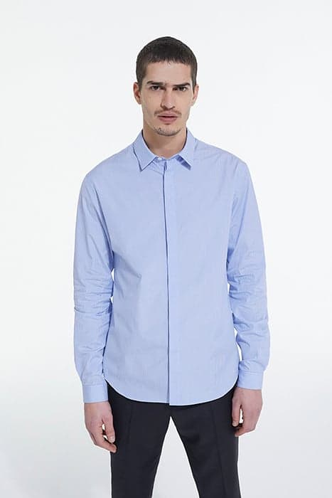 SLIM DECLINED STRIPED SHIRT WITH HIDDEN BUTTON PAD WHITE / S by The Kooples