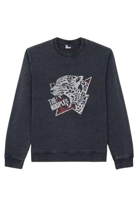 TIGER ROUND NECK SWEATSHIRT BLACK WASHED by The Kooples