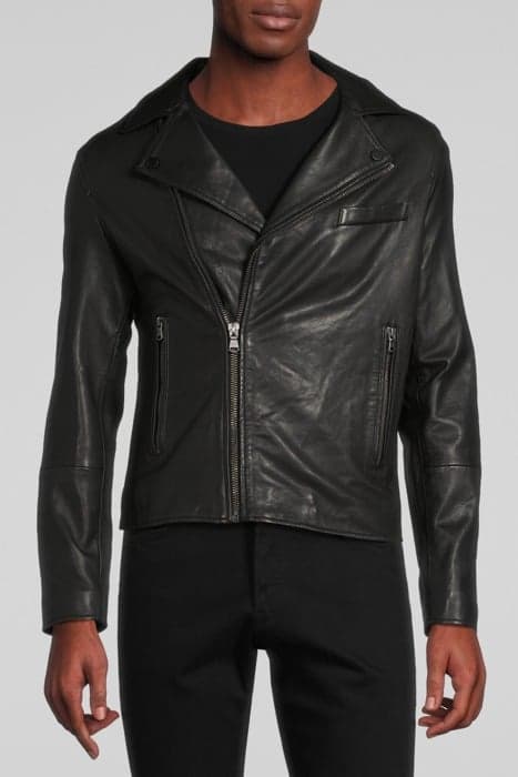 BLACK BIKER-STYLE LEATHER JACKET BLACK by IKKS