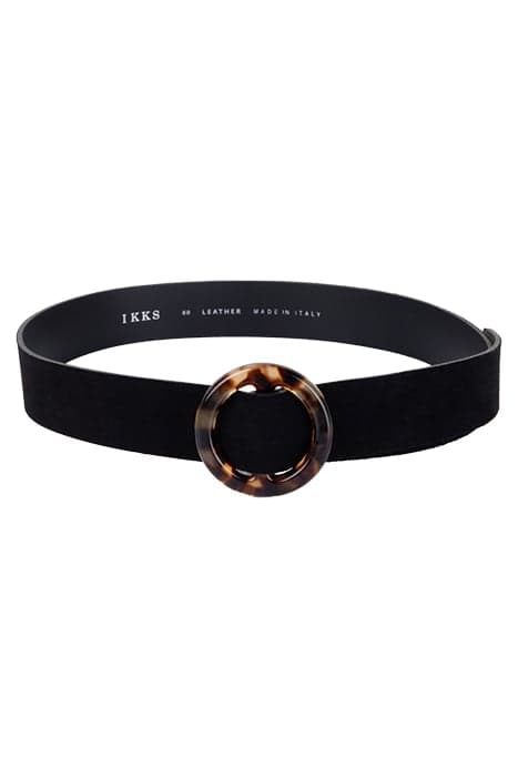 BLACK SUEDE BELT WITH TORTOISESHELL-STYLE BUCKLE by IKKS