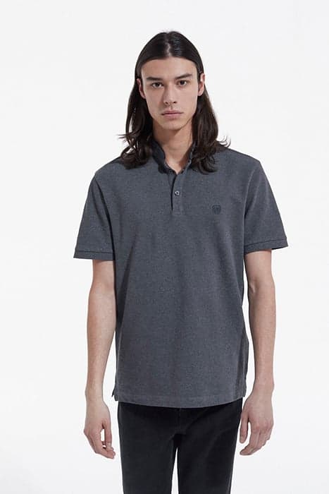 SHORT-SLEEVED POLO SHIRT WITH PIPING DETAIL GREY-NAVY by The Kooples