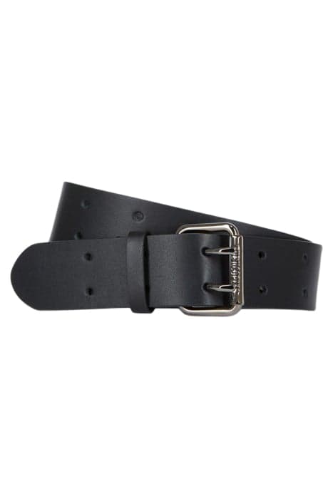 LEATHER BELT WITH DOUBLE PIN BUCKLE BLACK by The Kooples