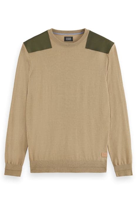 CREW NECK WITH NYLON DETAILS SEASTONE by Scotch & Soda