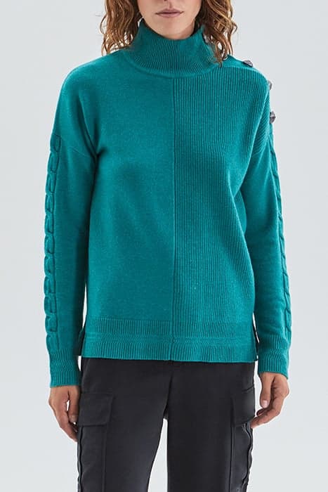 AMAZONITE KNIT SWEATER WITH  SHOULDER BUTTONS by IKKS