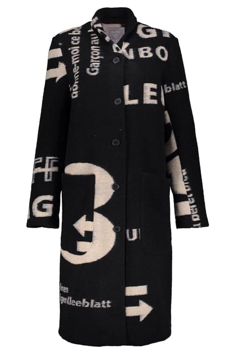 COAT COOKED WOOL LETTERS GREY/INDIGO by Geisha