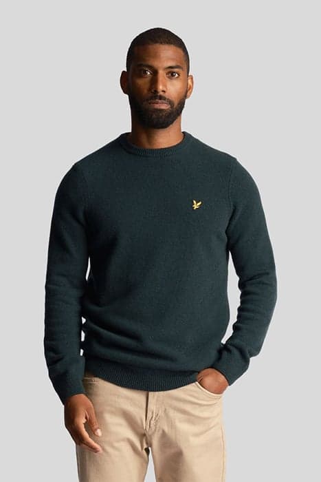 CREW NECK LAMBSWOOL BLEND JUMPER DARK GREEN MARL by Lyle & Scott