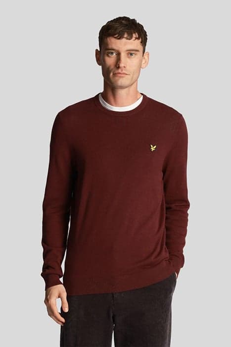 COTTON CREW NECK JUMPER BURGUNDY by Lyle & Scott