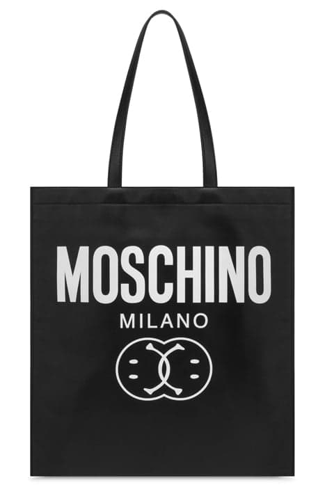 DOUBLE SMILEY® LOGO NAPPA SHOPPER BLACK by Moschino