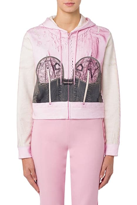 INSIDE OUT TROMPE-L'ŒIL HOODIE PINK by Moschino