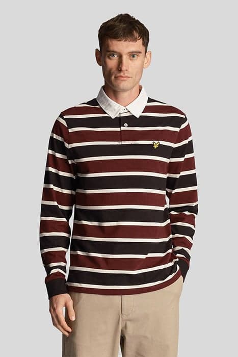 STRIPE RUGBY SHIRT BURGUNDY by Lyle & Scott