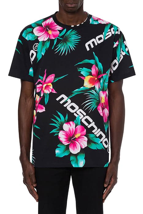 HIBISCUS PRINT JERSEY T-SHIRT BLACK by Moschino