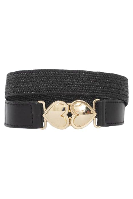 BLACK ELASTICATED BELT WITH DOUBLE-HEART BUCKLE BLACK by ICODE