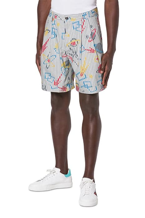 MOSCHINO PLANETS POPLIN BERMUDA SHORTS BLUE by Moschino