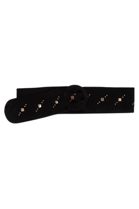 BLACK SUEDE STUDDED WIDE BELT BLACK by ICODE