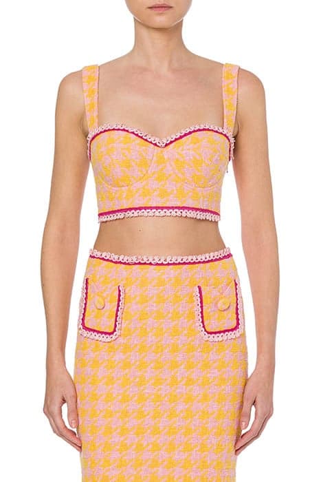 HOUNDSTOOTH COTTON AND NYLON BRALETTE ORANGE by Moschino