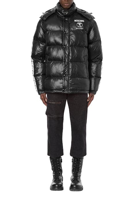 DOUBLE QUESTION MARK NYLON DOWN JACKET BLACK by Moschino