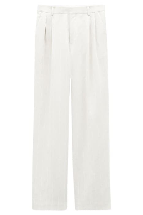 PLEATED PINSTRIPE TROUSERS BONE WHITE by Filippa K