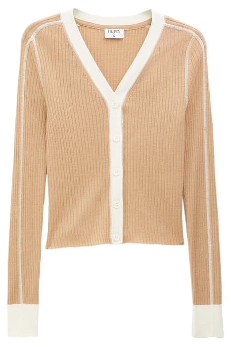 LIGHT RIB CARDIGAN CAMEL/WHIT by Filippa K